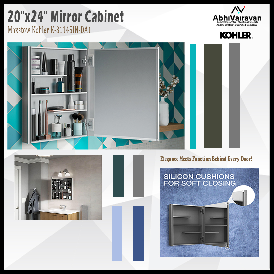 Maximize Bathroom Efficiency and Style with the Kohler 20″x24″ Mirror Cabinet Maxstow K-81145IN-DA1